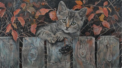 Poster - A gray and white cat 