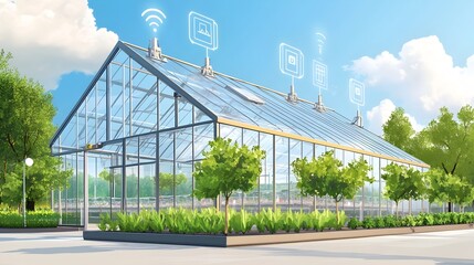 Poster - of an iot controlled greenhouse system featuring smart temperature and humidity sensors to optimize 