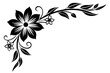 © kANTASWAR - corner Flower Border Line Art outline Illustration isolated white background.