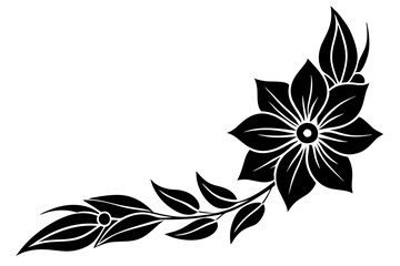 Wall Mural - Corner Flower Border Line Art outline Illustration 