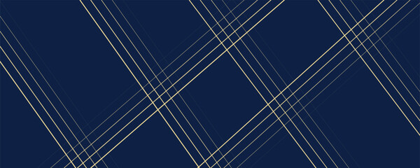 Wall Mural - Modern dark blue and golden color square overlap pattern on dark background with shadow. Abstract trendy color geometric shape with copy space. Luxury and elegant concept.