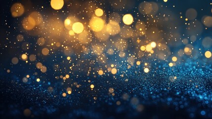 Golden Lights on Blue Glitter