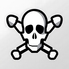 Human skull and crossbones. Death, danger or poison symbol. Flat style concept vector illustration icon for signs, apps, and websites isolated on white background