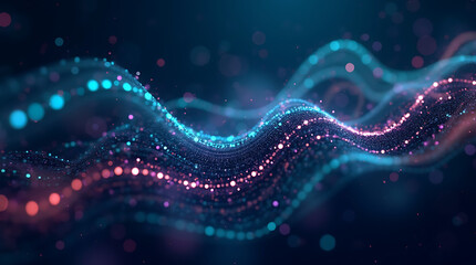 Poster - Abstract Data Visualization with Flowing Lines and Dots in Dynamic Motion