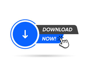Poster - 3D download button icon. Upload icon. Down arrow bottom side symbol. Click here button. Save cloud icon push button for UI UX, website, mobile application.