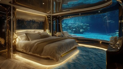 Wall Mural - Luxurious Bedroom with Underwater View