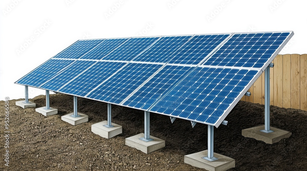 Modern Solar Panel Installation in Ground-Mounted Setup for Efficient ...