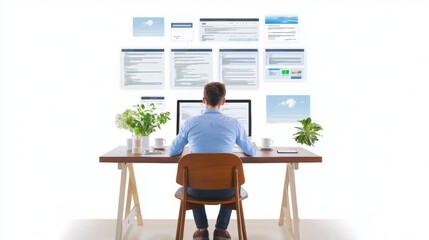 Developer working on a website with multiple tabs open multitasking in web development