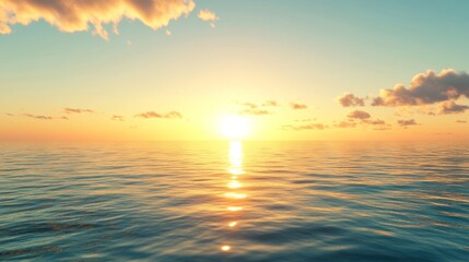 Fototapete - Golden sunset over a calm sea clear weather