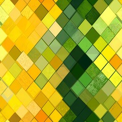 Wall Mural - Vibrant abstract pattern of yellow and green geometric shapes.