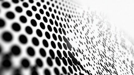 Poster - A creative composition features a textured surface covered with variously sized black dots on a white background, showcasing an abstract design, retro pop art