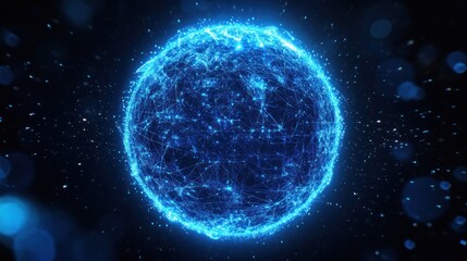 Poster - Glowing Blue Sphere Abstract Background