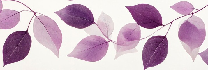 Purple wallpaper with a pattern of purple leaves on white background and purple leaves on white