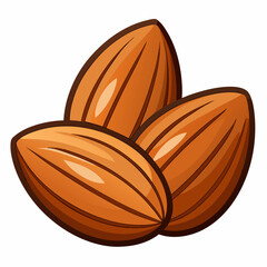 Wall Mural - Almonds on White Background - Vector Art Illustration