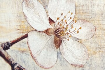 Wall Mural - Delicate white blossom with intricate details