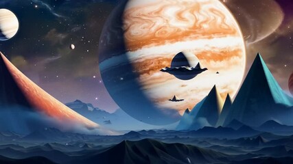 Poster - Exploring a Distant Planetary System With Giant Planets and Pyramids Generative AI