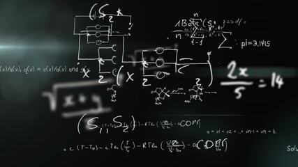 Poster - Animating mathematical equations and scientific formulas over dark background