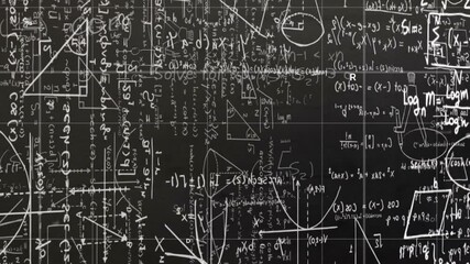 Poster - Animating mathematical equations and graphs over blackboard background in school