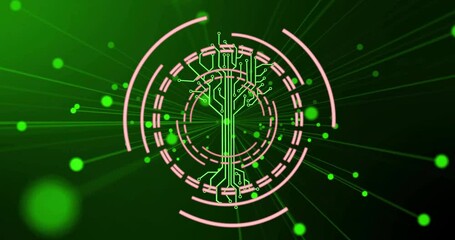 Poster - Circuit tree and circular patterns, green technology animation