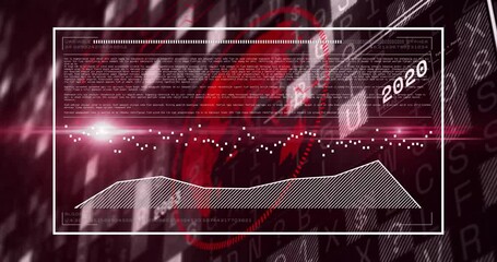 Poster - financial data and stock market analysis animation over red and black background