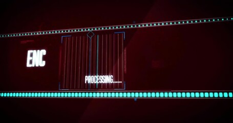 Poster - Processing text animation over red and blue digital interface