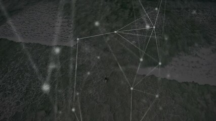 Aufkleber - Network of connections and data processing animation over aerial landscape