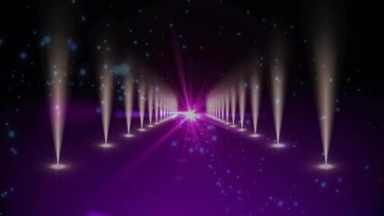 Wall Mural - Purple lights and glowing particles animation creating tunnel effect