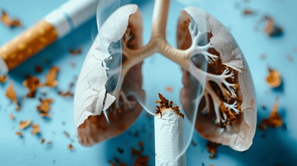 Aufkleber - Clean lungs illustration next to a broken cigarette