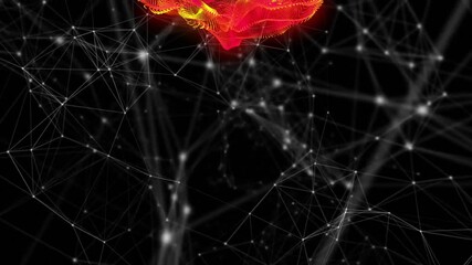Poster - Neural network and brain activity animation over interconnected nodes and lines