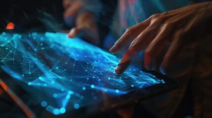 Poster - Hand Interacting with Digital Data on Tablet