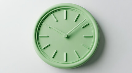 A simple green clock on a white background. The clock shows the time 145, with the hour hand pointing at the 1 and the minute hand pointing at the 9.