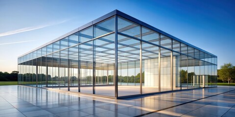 Poster - Glass minimalist architectural structure with clean lines and geometric shapes, glass, minimalistic, architecture, modern