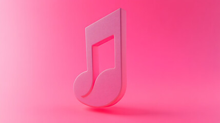 A single pink music note icon on a pink gradient background.