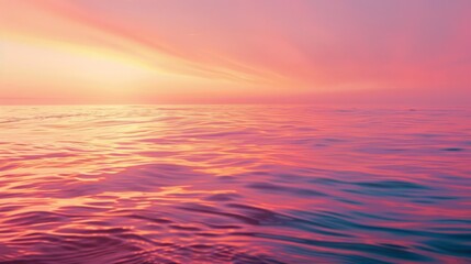 Poster - Dramatic sunset over the ocean, intense orange and pink sky, calm water