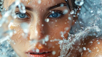 Elegant woman with fresh water splashes