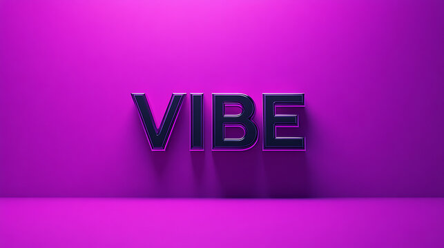 VIBE with 3D effect and minimalist purple background.