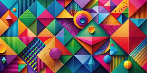 Leinwandbilder - Abstract graphic art featuring bold geometric shapes in vibrant colors , abstract, graphic, art, colorful, vibrant