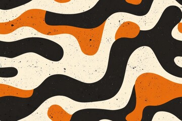 Wall Mural - Abstract orange black wavy pattern background