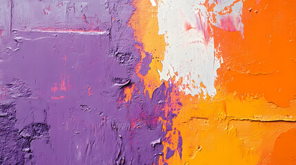 Canvas Print - An orange and purple painting on a wall. Can be used as a vibrant background or for artistic inspiration 