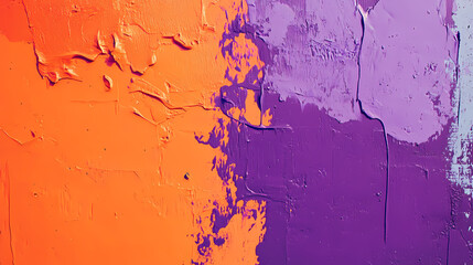 Wall Mural - An orange and purple painting on a wall. Can be used as a vibrant background or for artistic inspiration 