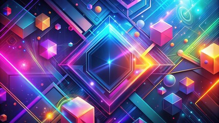 Leinwandbilder - Futuristic abstract background with geometric shapes and vibrant colors, futuristic, abstract, modern