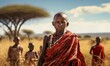 © natakot - An African man in traditional attire stands outdoors in a rural setting, with a warm expression and a vibrant landscape behind him. The image captures cultural pride and connection to nature.