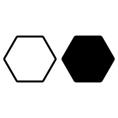 hexagon icon line black and white isolated on white background