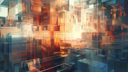 Poster - Abstract background with structure of cubes. Colorful cubes texture for technology backdrop