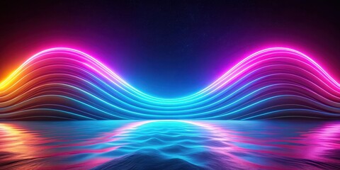 Wall Mural - Vibrant and abstract big neon wave background, neon, colorful, vibrant, abstract, wave, pattern, design, glowing, bright