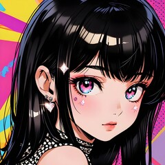 アニメの笑顔のイラスト、笑顔のアニメの女の子、かわいいアニメの女の子, Anime girl smilling, AI generative, Ai anime girl illustrations