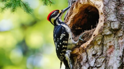 Wall Mural - Woodpecker: Dendrocopos medius.