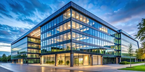 Poster - Modern office building in Germany with glass facade and sleek design , office, business, architecture, modern, Germany