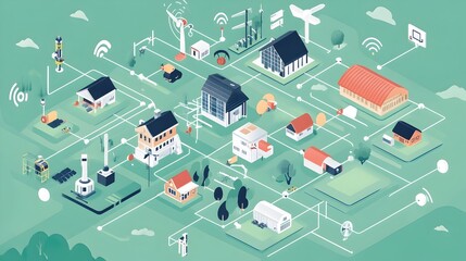 Poster - showcasing a network of interconnected iot devices enabling smart farming and precision agriculture 