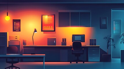 Poster - graphic depicting smart office sensors and connected devices monitoring and analyzing energy usage a